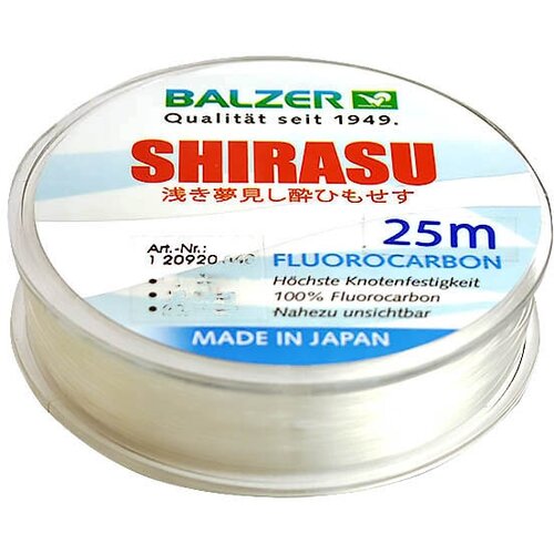 Леска Balzer Fluorocarbon Shirasu 25м 0.28мм 5.8кг леска korda kontour fluorocarbon 0 33мм 200м