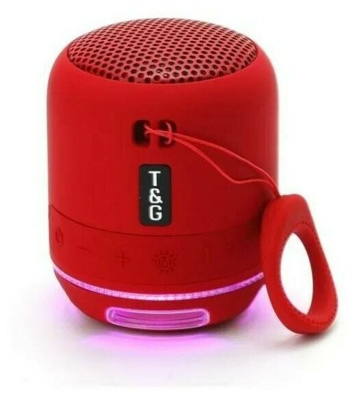 Беспроводная Bluetooth 5.1 Колонка серая TG-294 с Подсветкой красная