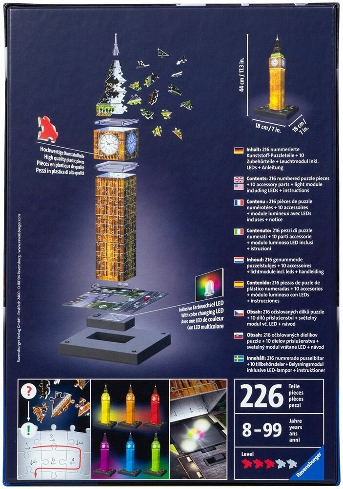 3D Пазл Ravensburger Ночной Биг-Бен 216 элементов - фото №16