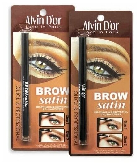 Карандаш для бровей + пудра Alvin D'or Brow Satin 01 medium brown