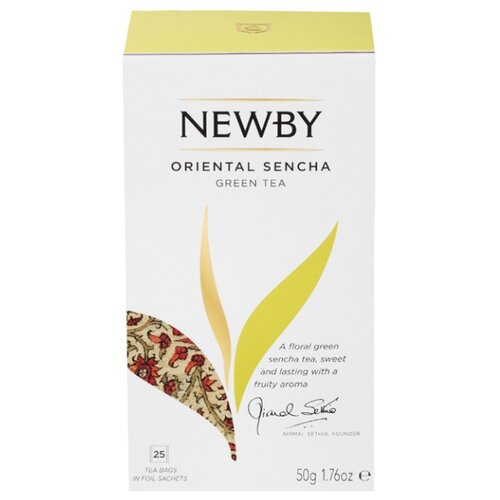 Чай зеленый Newby Oriental sencha в пакетиках, лепестки бархатцев, морковь, 25 пак.