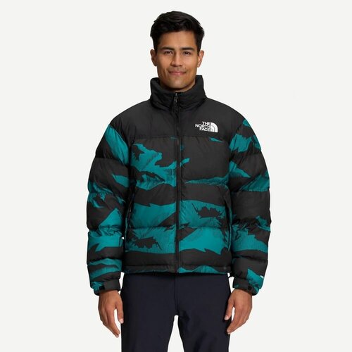 Пуховик The North Face, размер L (50-52), черный, бирюзовый