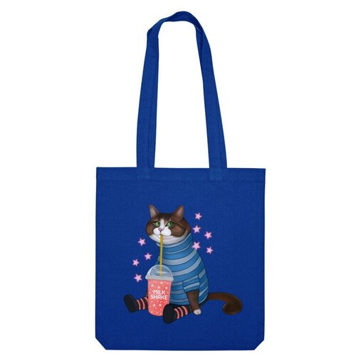Сумка шоппер Us Basic, синий мужская футболка кот в тельняшке с молочным коктейлем m серый меланж