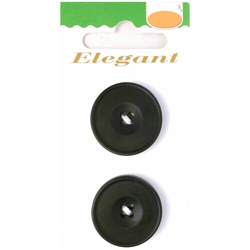 Пуговицы ELEGANT, 25 мм, пластиковые, круглые, черные, 2 шт, 1 упаковка
