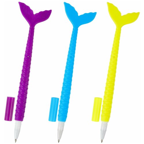 Ручка фигурная шариковая юнландия Русалка, мягкий силиконовый корпус, ассорти, синяя, пишущий узел 0,7 мм, 143777 ручка шариковая синяя кошечка русалка