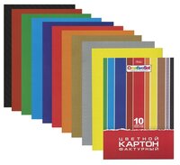 Цветной картон с тиснением Creative Set Hatber, A4, 10 л., 10 цв.
