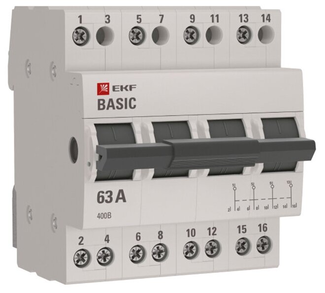 Трехпозиционный переключатель 4P 63А EKF Basic