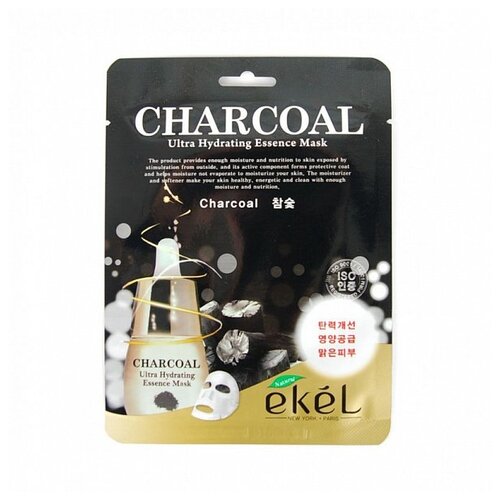 фото Ekel Маска тканевая с экстрактом древесного угля Charcoal Ultra Hydrating Essence Pack, 25 мл