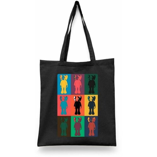 фото Сумка-шоппер унисекс каждому своё "художник/kaws/кавс" черная