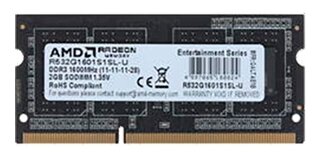 Оперативная память AMD 2 ГБ DDR3L 1600 МГц SODIMM CL11 R532G1601S1SL-U