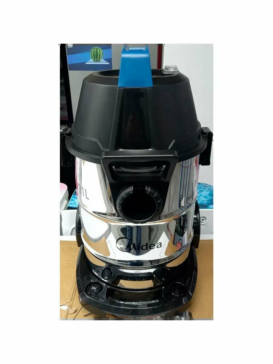 Пылесос Midea, профессиональный, 1600Вт, бак 21л, нержавеющая сталь, для больших помещений