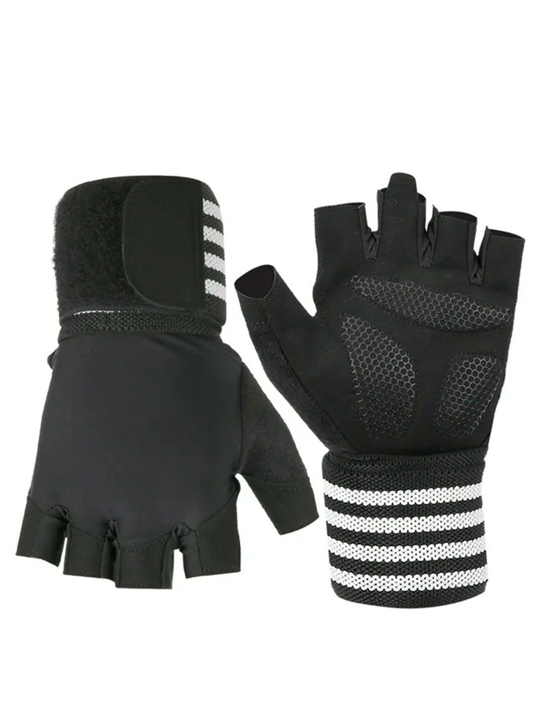 Перчатки спортивные без пальцев, для велосипеда, для тренировок, с гелевой вставкой — фото 1