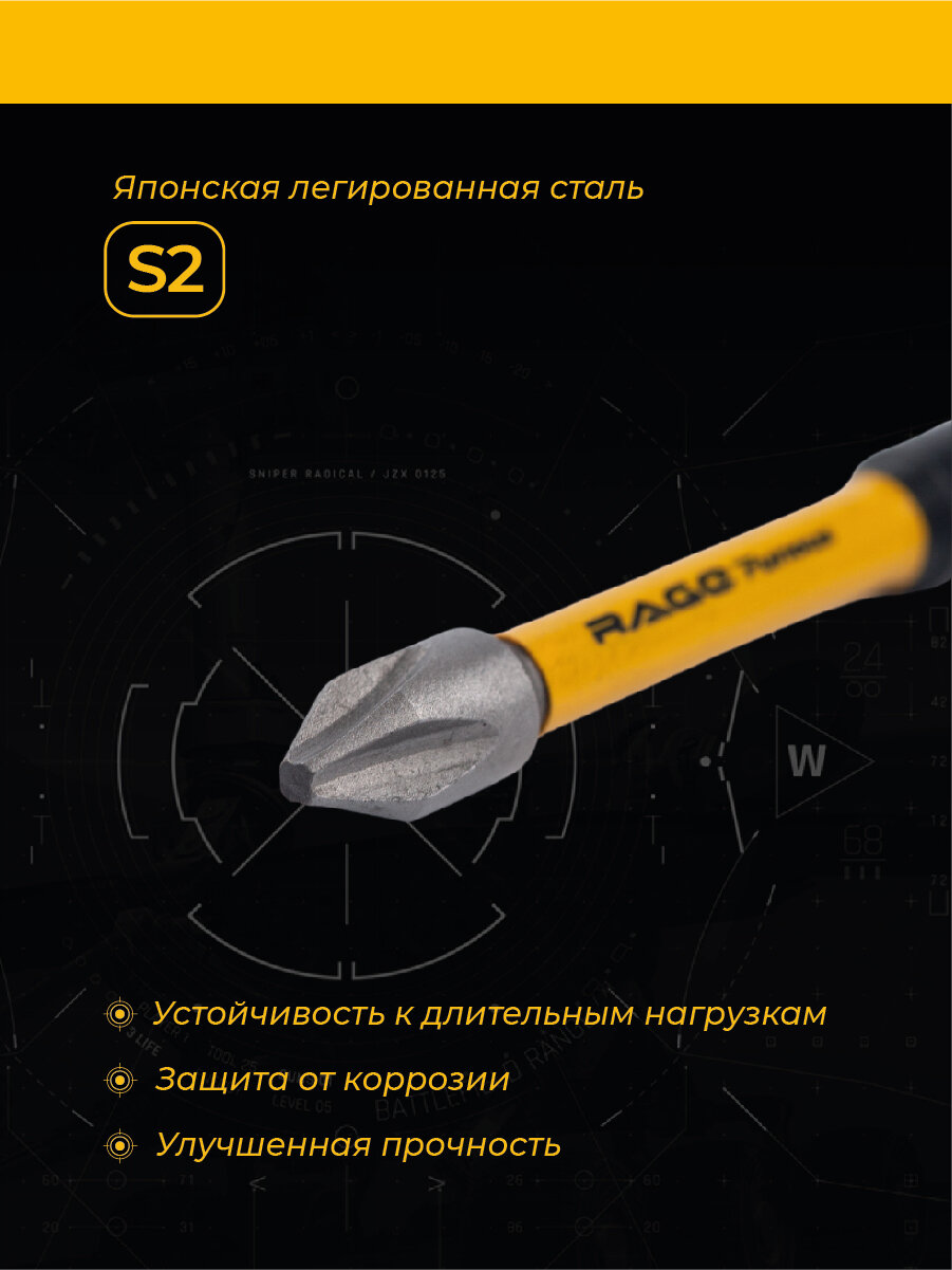 Биты торсионные IMPACT PH2 x 90 мм 2 шт RAGE Furious — фото 1