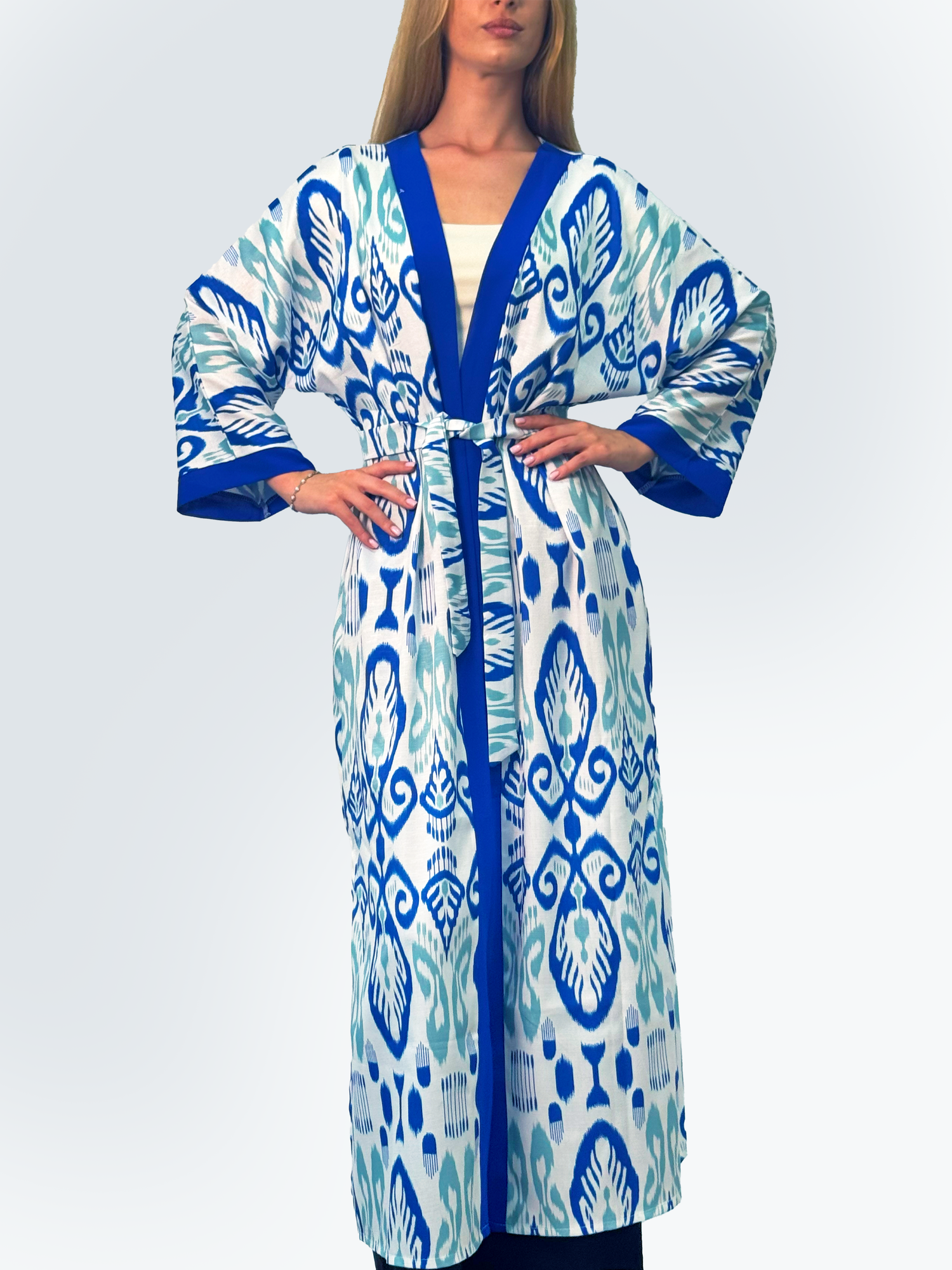 Халат  Традиционный, размер XL, синий/белый — фото 1