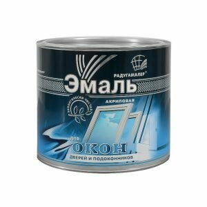 Эмаль Радугамалер акриловая для окон дверей и подоконников 09 кг белая полуглянцевая