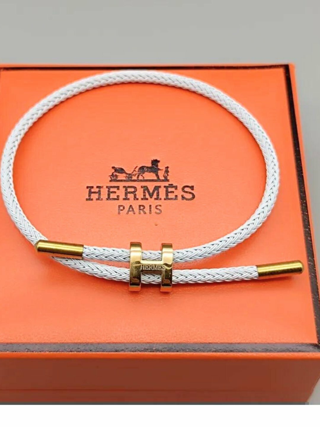 Браслет Hermes, 1 шт., размер 19 см, размер one size, диаметр 19 см, белый