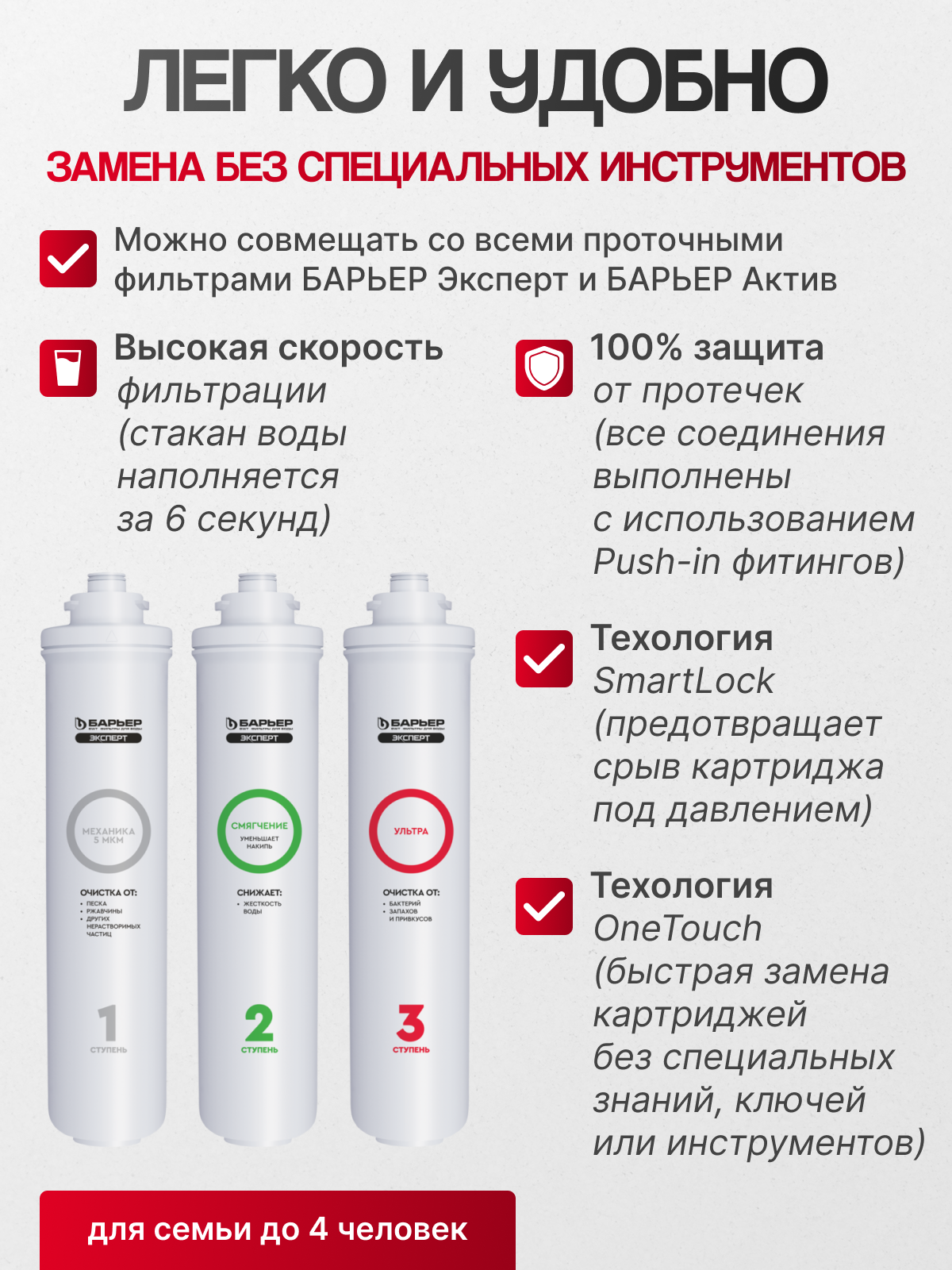 Комплект картриджей Барьер Expert Смягчение Био, для проточного фильтра — фото 1