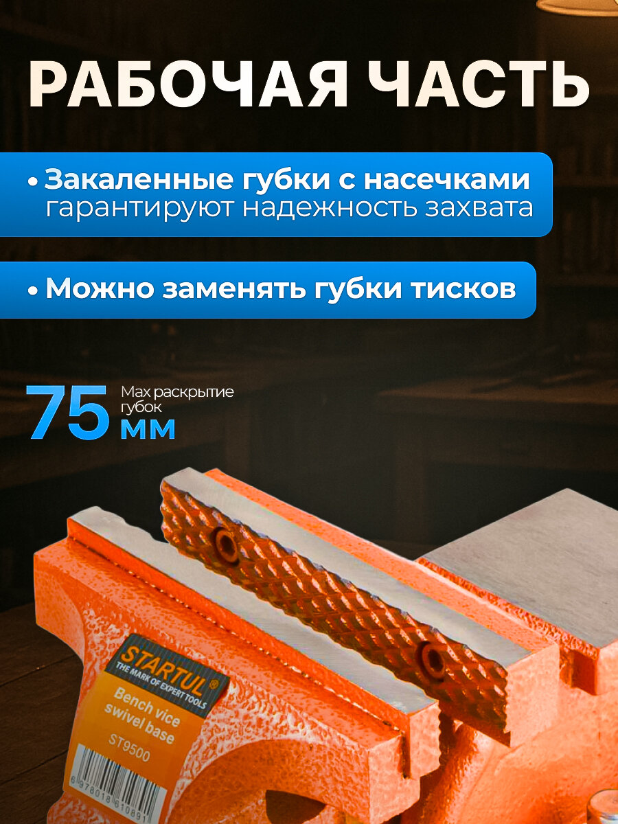 Тиски слесарные 125 мм поворотные STARTUL Master (ST9500-125) — фото 1