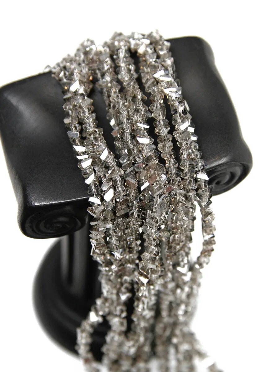 Алмазная грань, стекло, серый - сердечки 3 мм - 30 см — фото 1