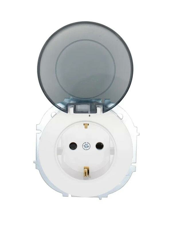 Розетка 1-м СП OSEN с заземл. с крышкой ПБТ бел. LEZARD 743-0288-123B