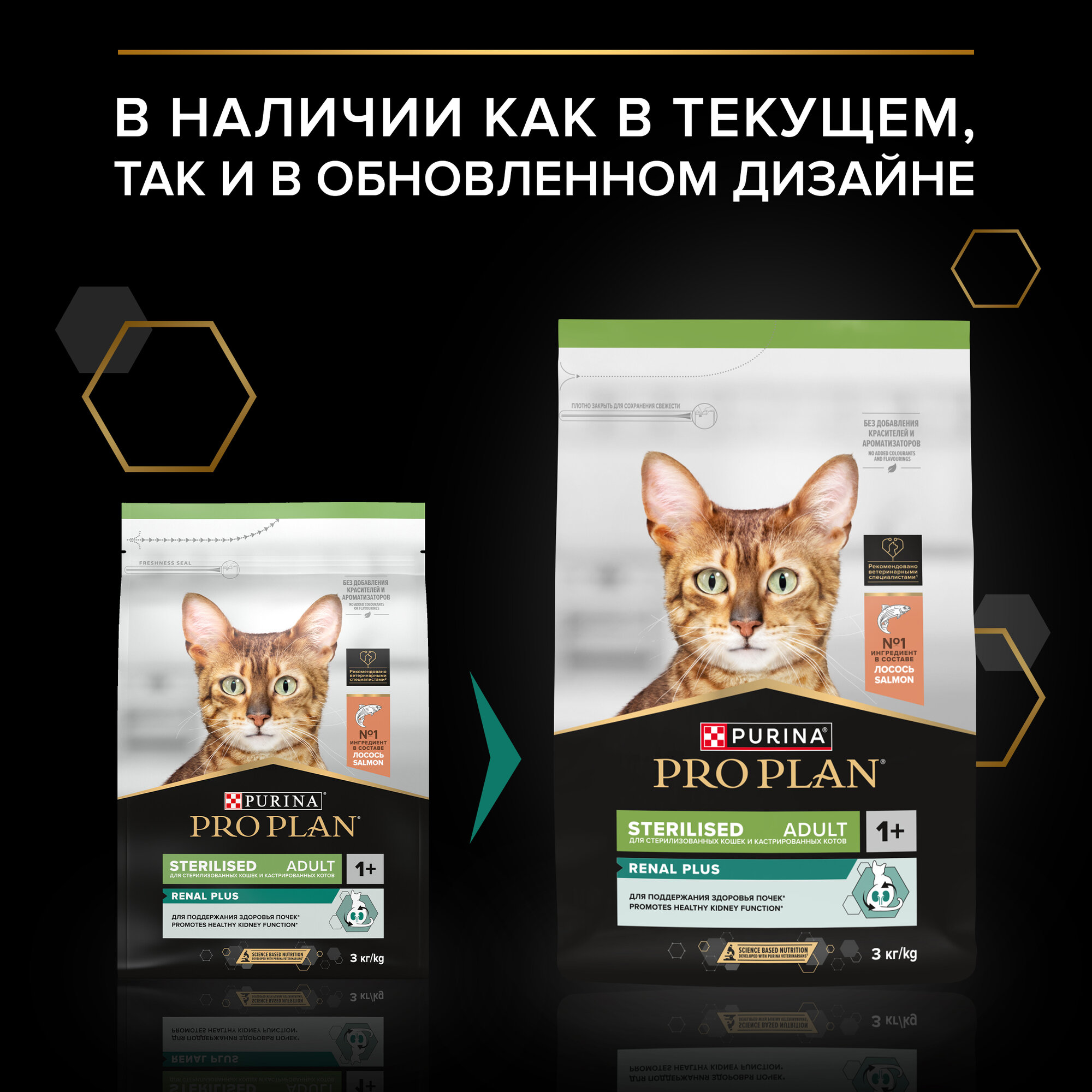 Сухой корм PRO PLAN® Sterilised RENAL PLUS для взрослых стерилизованных кошек для поддержания здоровья почек с лососем, 3 кг — фото 1