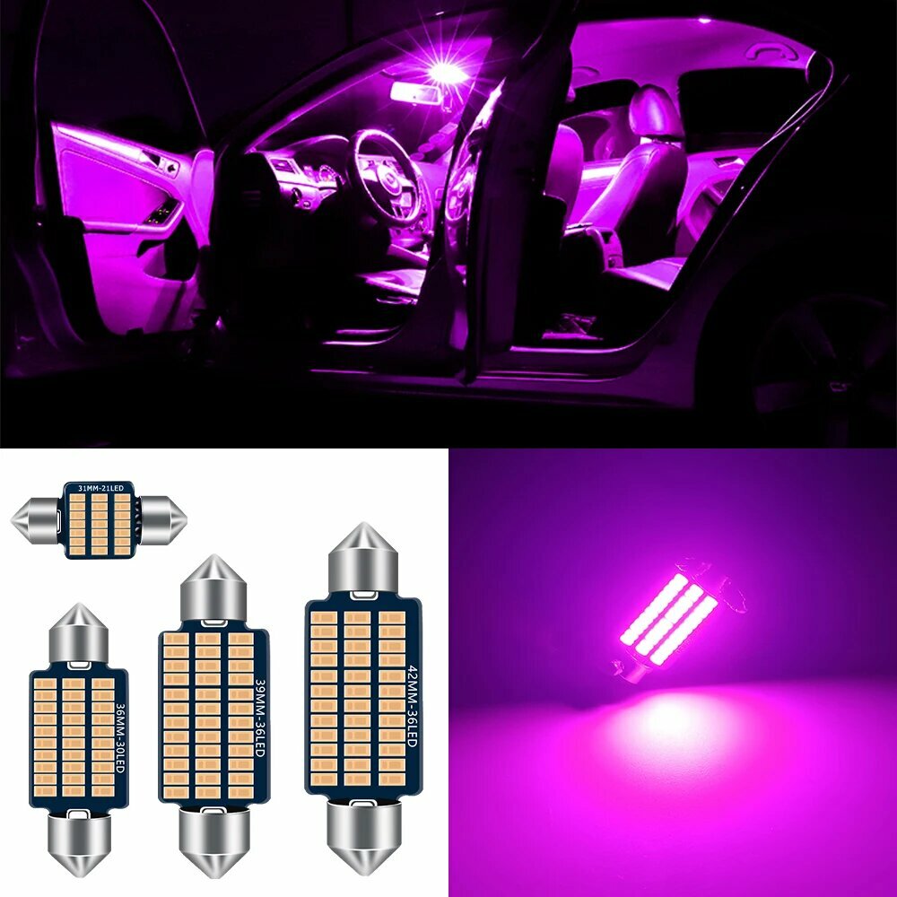 1 шт. гирлянда 31 мм 36 мм 39 мм 42 мм освещение салона автомобиля потолочный светильник лампа номерного знака внутренняя лампа для чтения карта лампа купольная лампа Purple 42mm