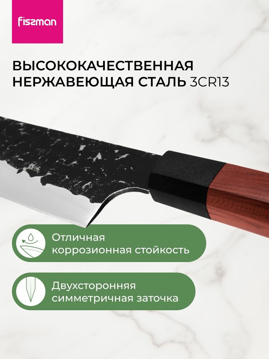 Набор ножей кухонных Kendo с магнитным держателем и точилкой - 6 предметов — фото 1