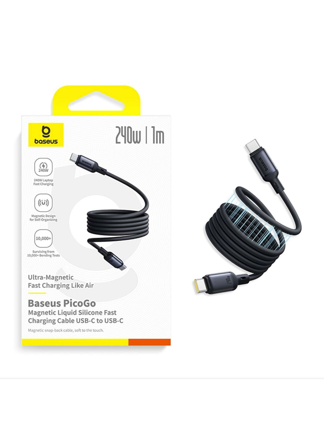 Кабель USB Type-C Baseus PicoGo Magnetic Liquid Silicone 1м Cosmic Black