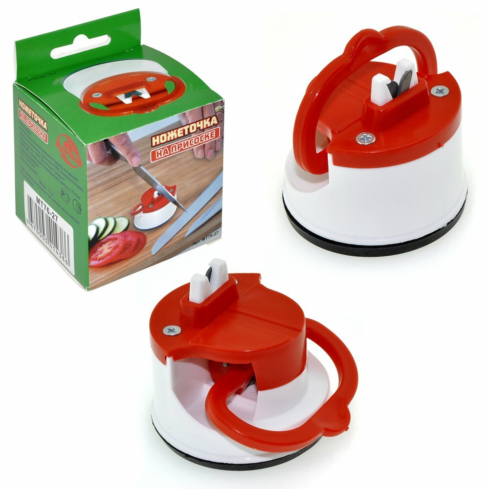 Ножеточка Мультидом, на присоске, сверхмелкая зернистость, красная/белая