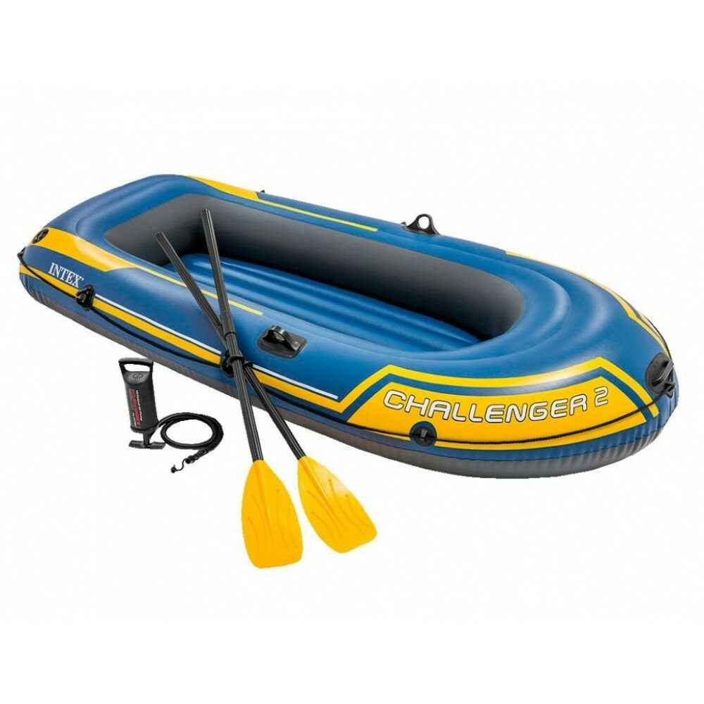 Двухместная надувная лодка Intex 68367NP Challenger-2 Set + весла + насос (236х114х41см)