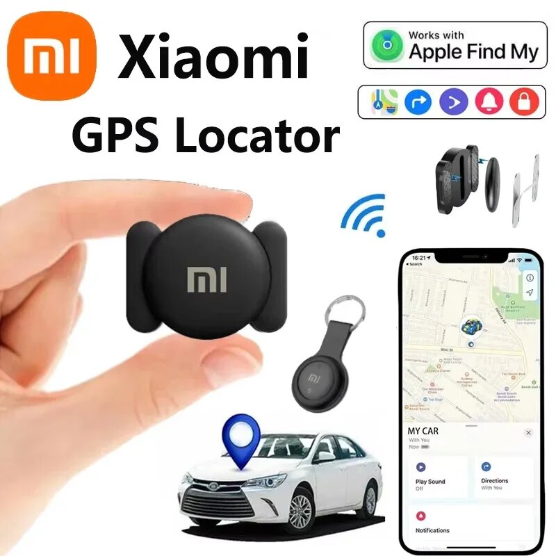 Картинки Xiaomi GPS-локатор, кошелек для домашних животных, чемодан, автомобильное глобальное отслеживание позиционирования, отслеживание пожилых детей, анти-потерянный искатель для iPhone Find My, black