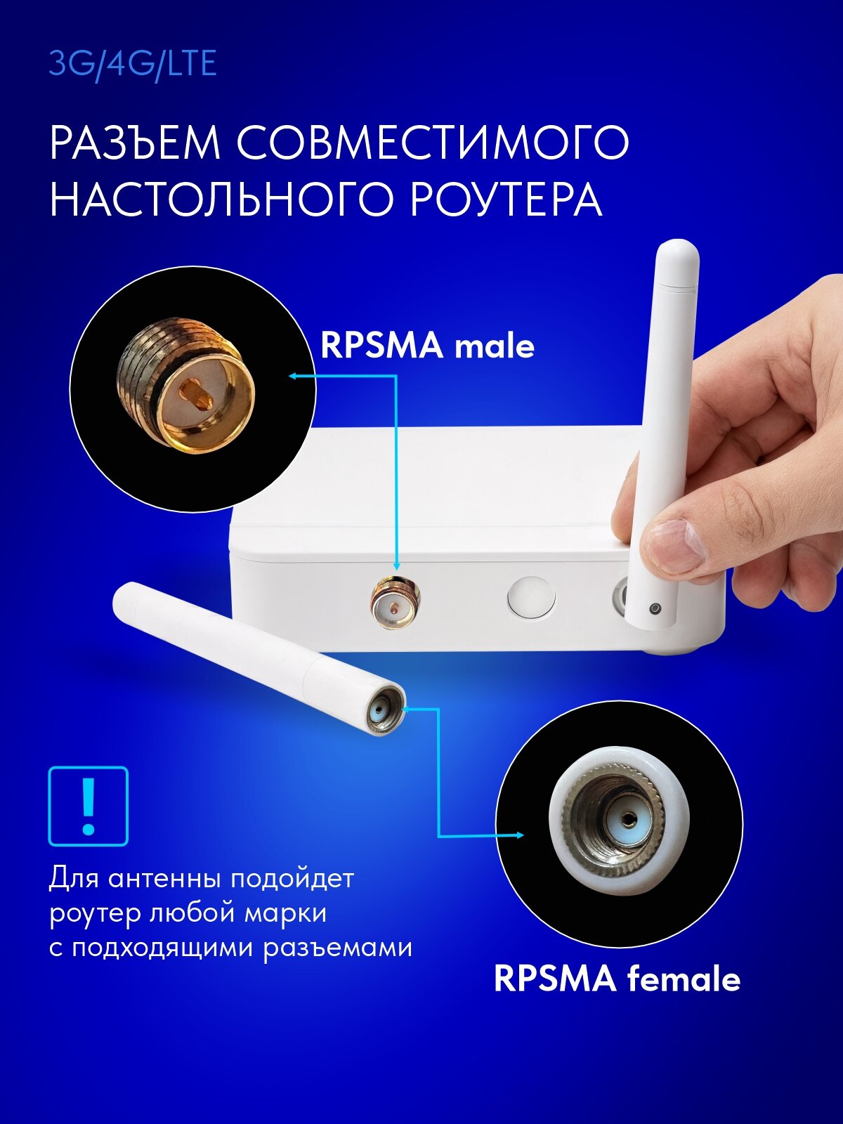 Усилитель интернет сигнала для модемов РЭМО BAS-2341 RP-SMA + кабель 10м — фото 1