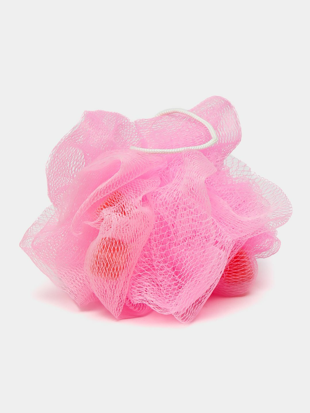 Мочалка бант для тела и пилинга, мягкая, губчатая сетчатая, круглая