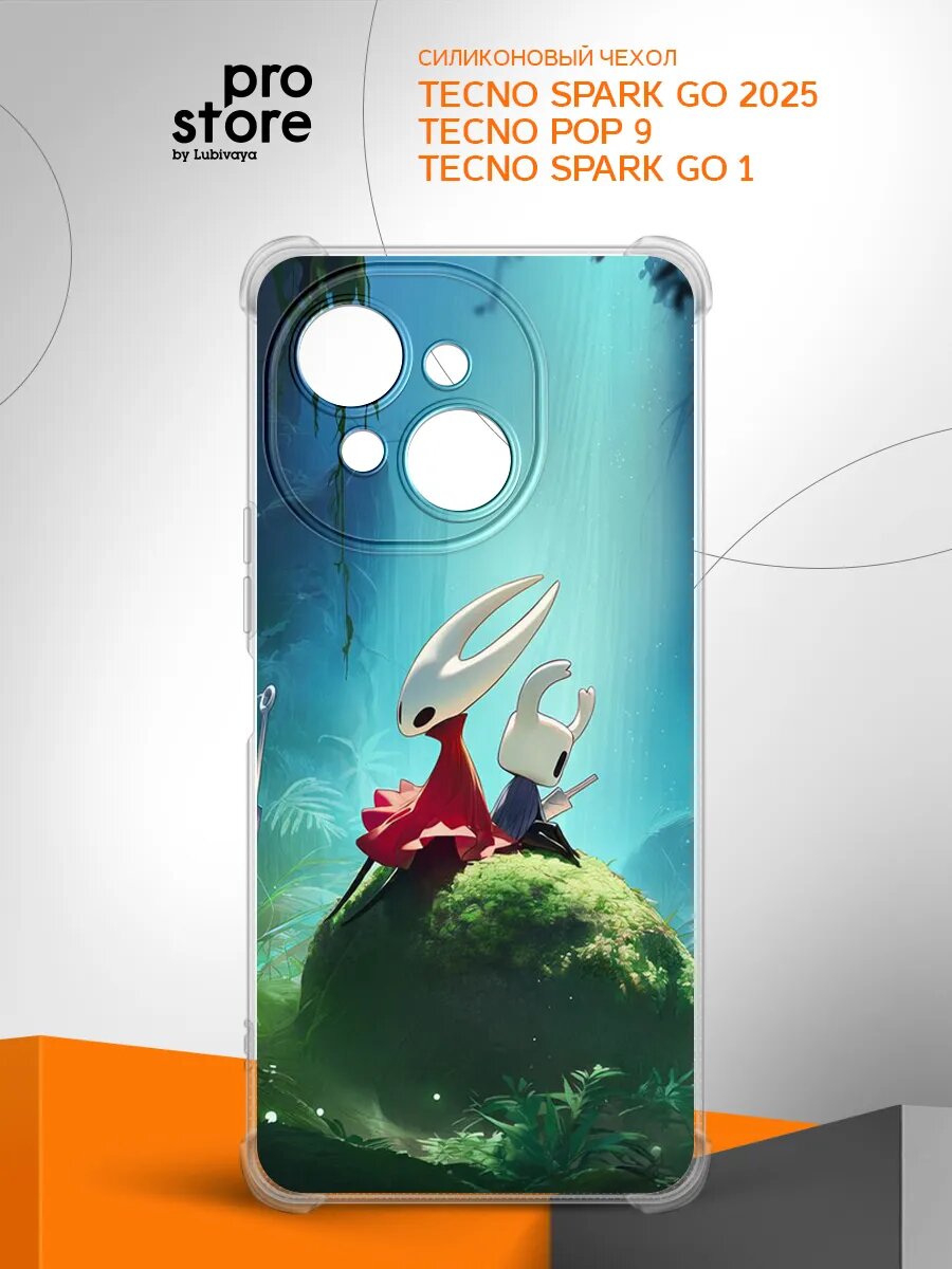 Чехол на Tecno Spark Go 2025/Tecno Pop 9/Tecno Spark Go 1 накладка, защита камеры и углов, прозрачный с рисунком
