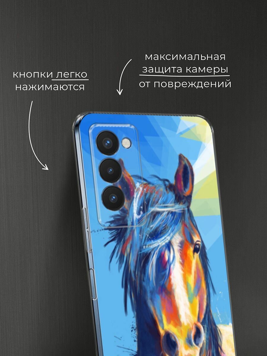 Чехол на Tecno Camon 18P / Техно Камон 18Р с принтом "Лошадь арт 3" — фото 1