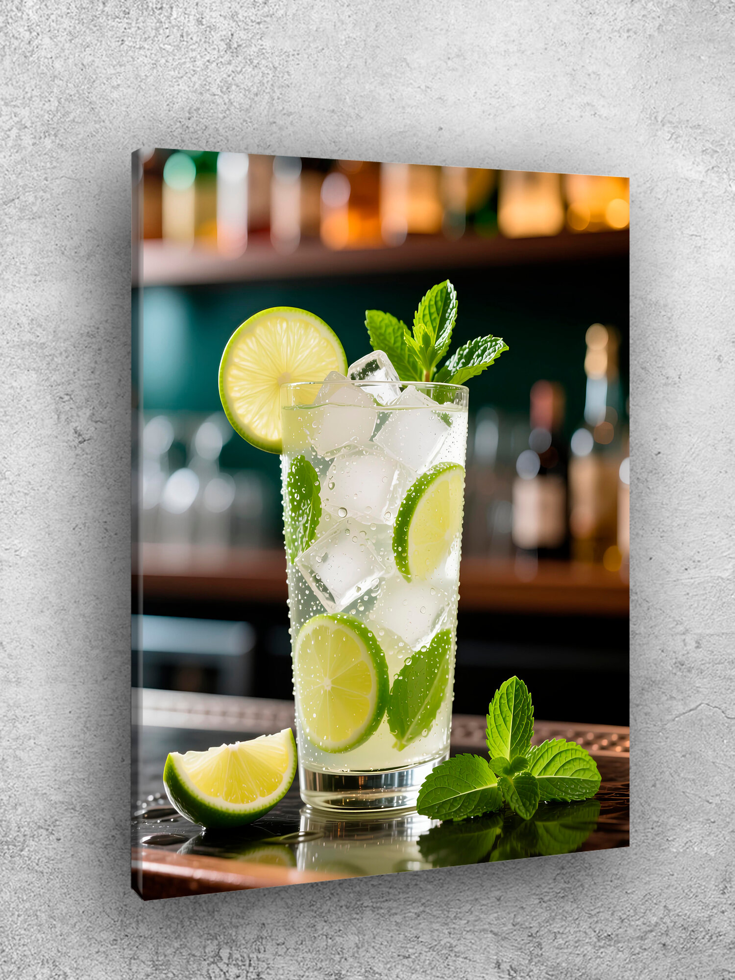 Картина интерьерная на стену ARTERY "Мохито с лаймом и мятой ", печать на холсте, постер на подрамнике, 30х40 см