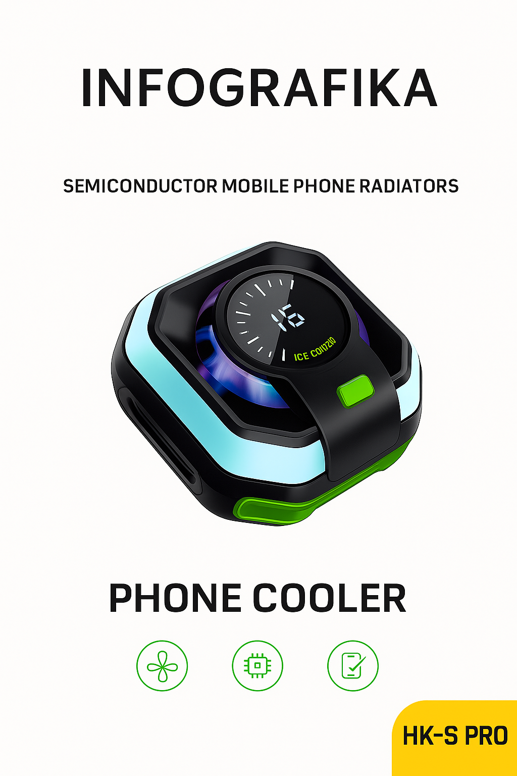 Охлаждающий корпус Mentech HK-5 Pro, для телефона, RGB, 15Вт