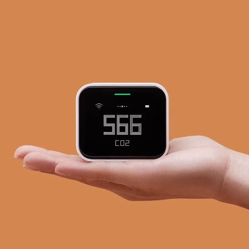 Изображение Анализатор качества воздуха Xiaomi Air Monitor Lite датчик углекислого газа СО2, 5 в 1 (температура, влажность СО2 PM2.5 PM10 - летучие частицы) MiHome Apple HomeKit CGDN1, Белый