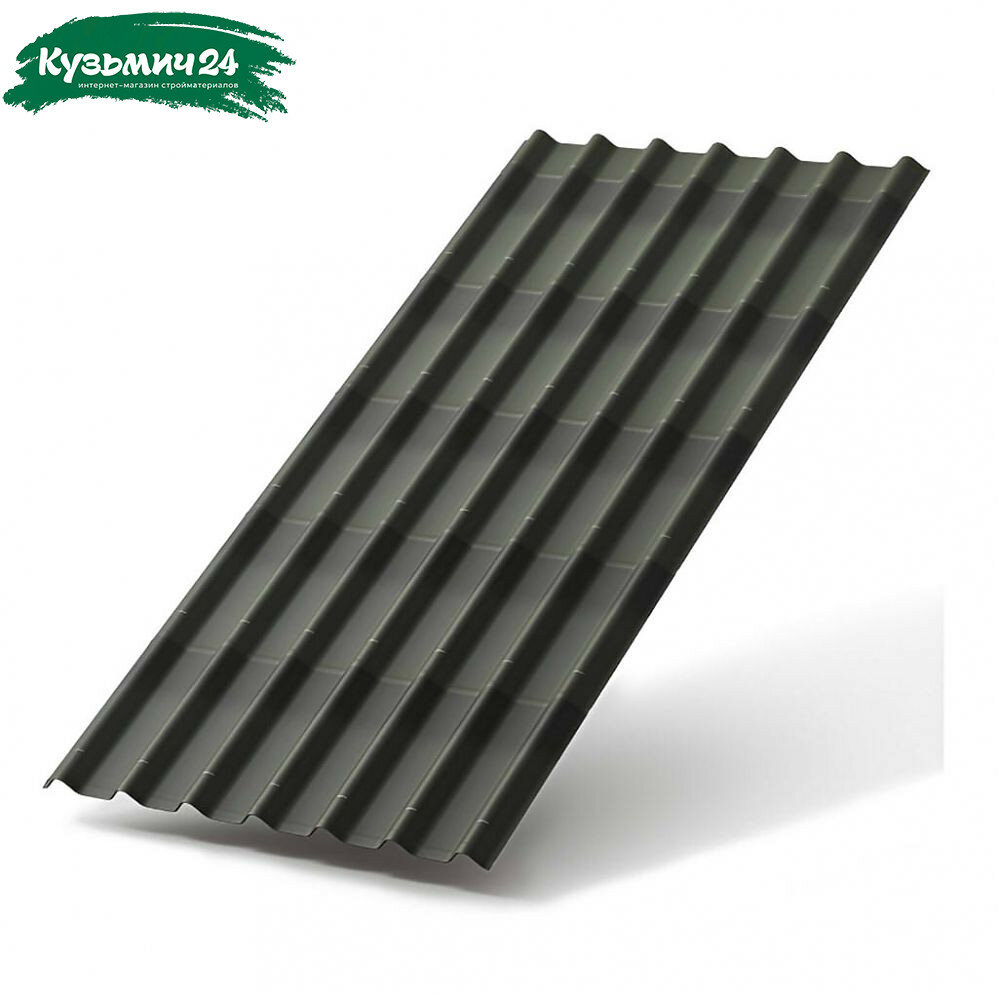 Черепица битумная Ондулин зеленый листовая для оформления кровли 950х2000 мм