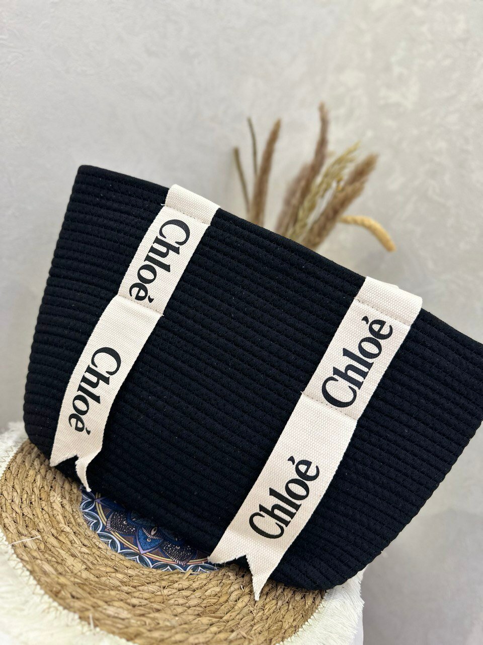 Сумка пляжная  sumka lux, фактура вязаная, черный — фото 1