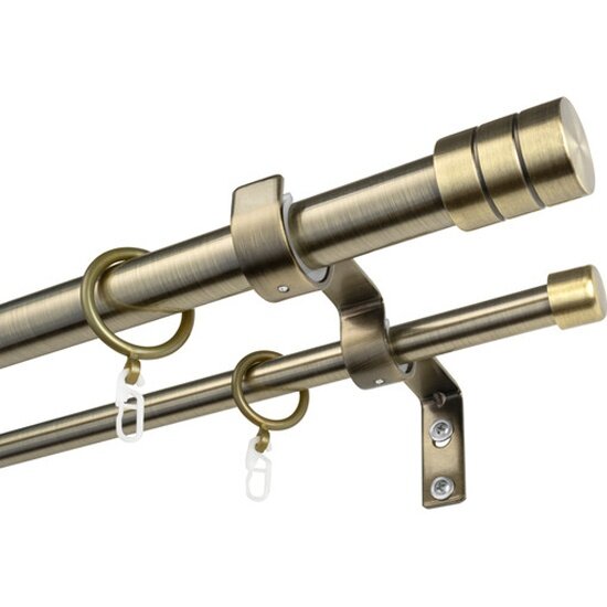 Карниз металлический раздвижной LM Decor Цилиндр 25/28 мм 2.0-3.6м 2-х рядный антик