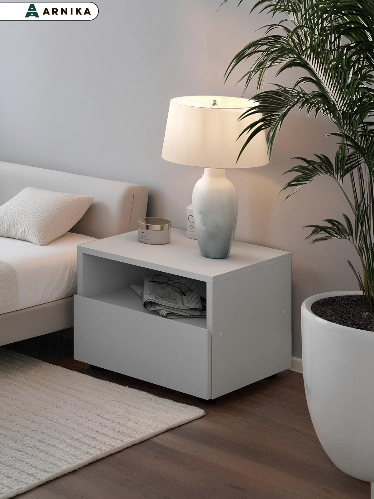 Тумба Арника "Токио" ЛДСП с роликовыми направляющими белая