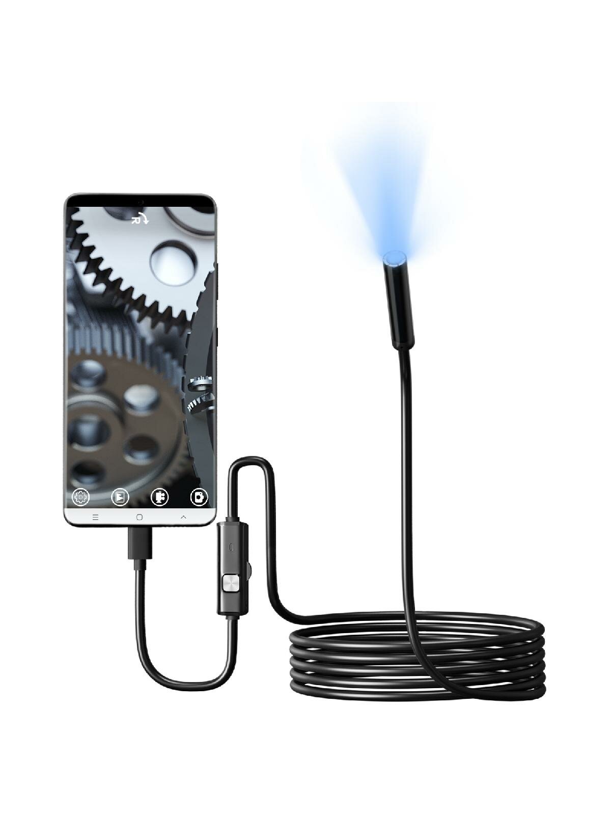 Камера-бороскоп со светодиодной подсветкой Подключение USB C для мобильного телефона