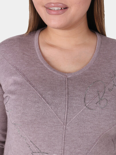 Свитер , размер OneSize, бежевый меланж — фото 1