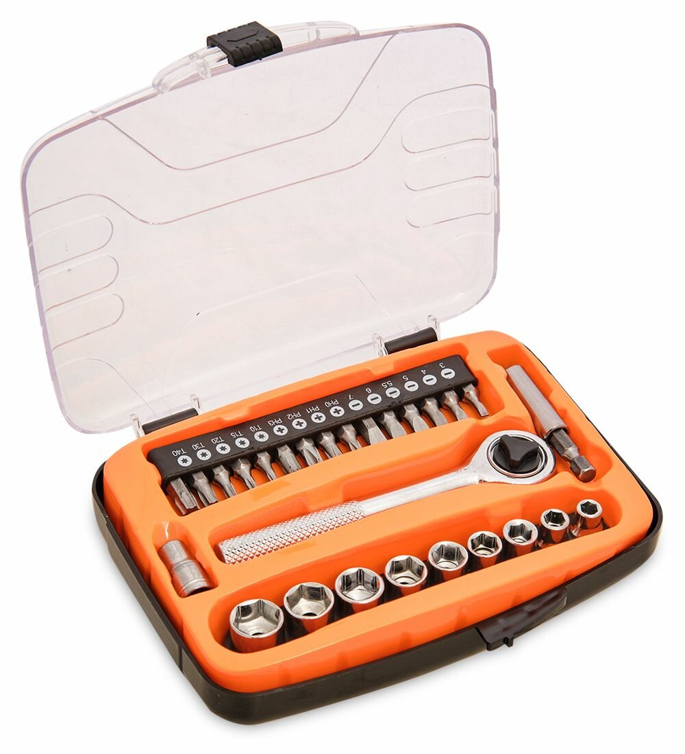 Набор головок и бит с ключом-трещоткой 27 предметов xs008 Е A2173288