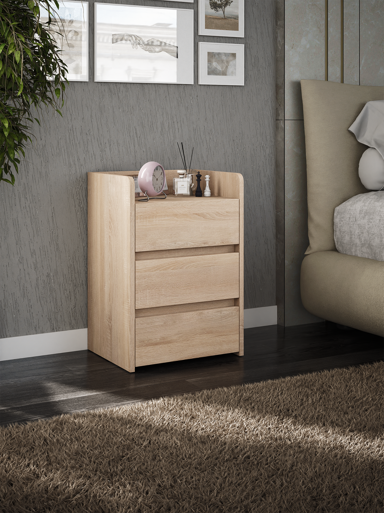 Тумба MFMaster Vitto-154, дуб сонома, ЛДСП, 40х57,8х32,2 см, напольная, современная