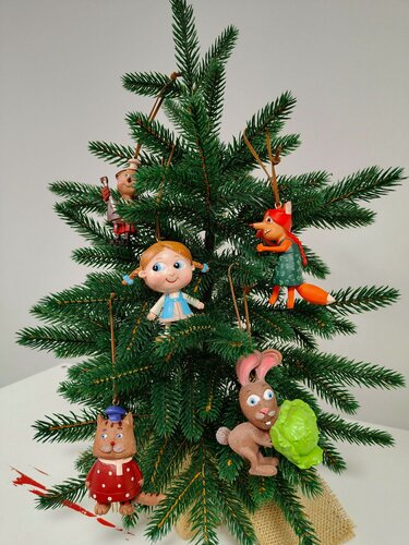 Изображение товара Набор елочных игрушек, аним. ст. Пилот, м/ф Жихарка, 5 персонажей, полимерная глина