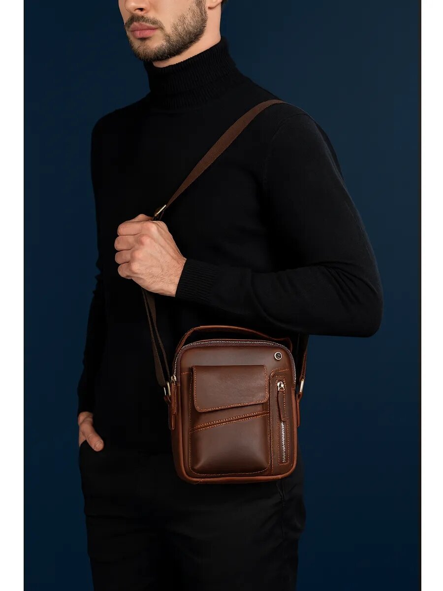 Сумка FAUSTINI, фактура гладкая, коричневый — фото 1