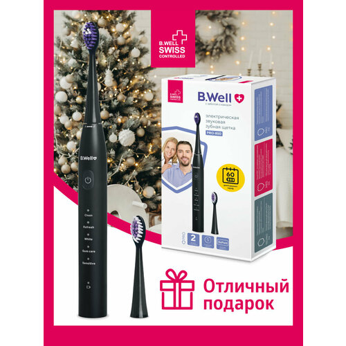Звуковая электрическая зубная щетка B.Well PRO-850, 5 режимов, 2 насадки, черная — купить, цена, характеристики