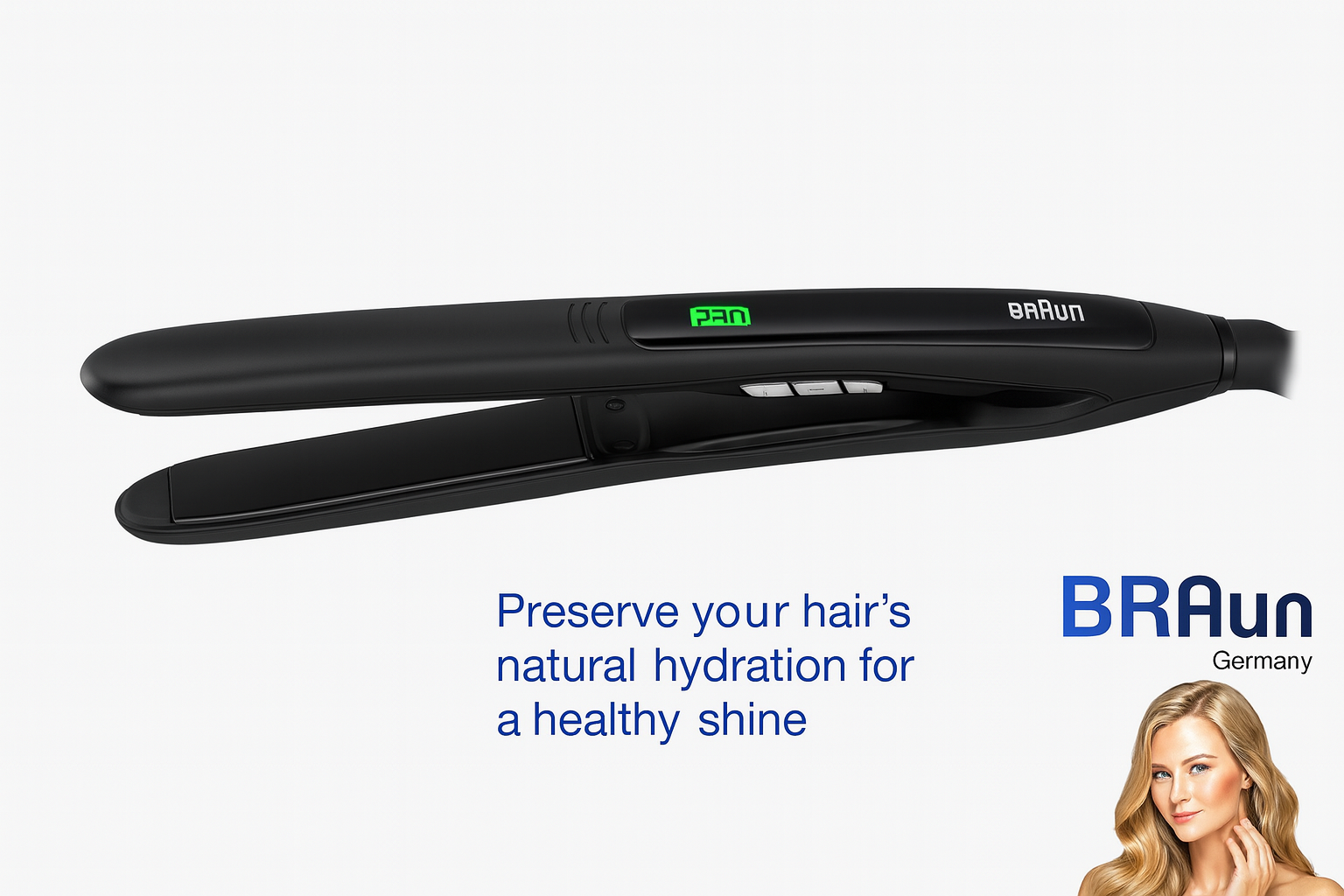 Профессиональный выпрямитель для волос Braun Moisture Protect — LCD дисплей, датчик влажности, керамическая пластина